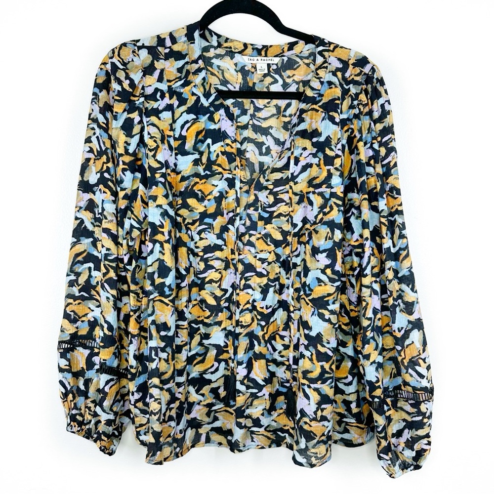 Abstract print peasant blouse